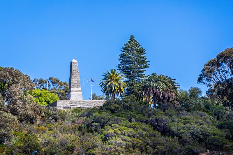 View of the Western Australia State War Memorial from the River Swan in Perth, Australia. On 23 October 2019 royalty free stock photos View of the Western Australia State War Memorial from the River Swan in Perth, Australia. On 23 October 2019 royalty free stock photos