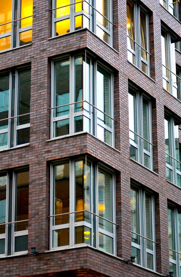 View of the Windows in the Brick House Stock Photo Image of blue
