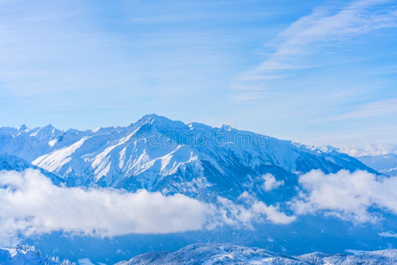 Winter landscape with snow covered Alps in Seefeld, Austria