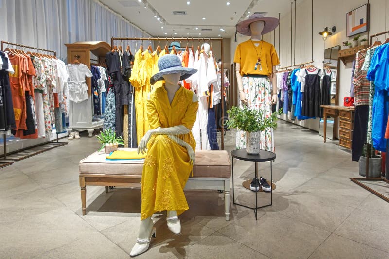 Mannequins in lady fashion shop clothing store stock photos Mannequins in lady fashion shop clothing store stock photos
