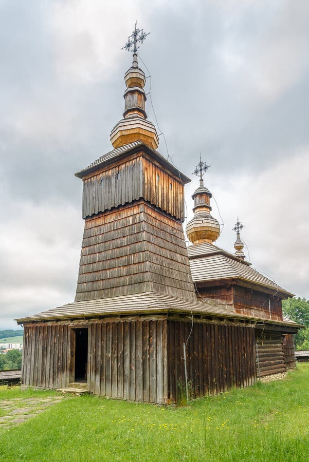 View at the Wooden Church of St.Paraskeva from village Nova Polianka in Svidnik - Slovakia