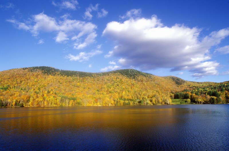 View of Woodstock, VT on Lake in Autumn Stock Image Image of autumn
