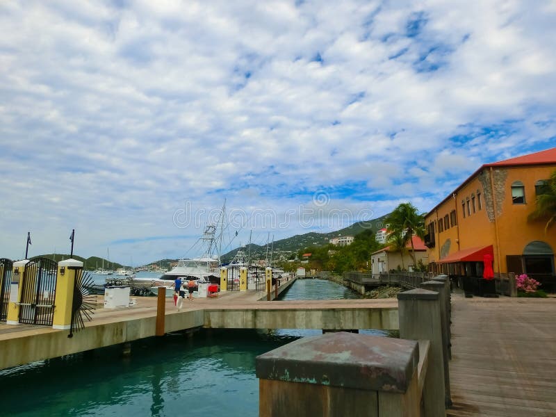 View of Yacht Haven Grande Marina in St Thomas, USVI. Editorial Stock
