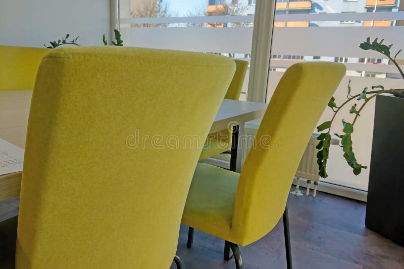 View of Yellow Chairs in a Modern Office Stock Image Image of