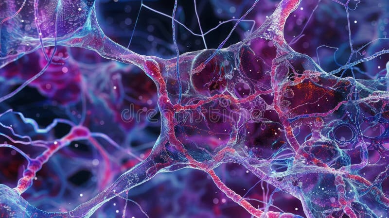 Viewing the bone marrow stroma under high magnification reveals a complex network of extracellular matrix components stock photos