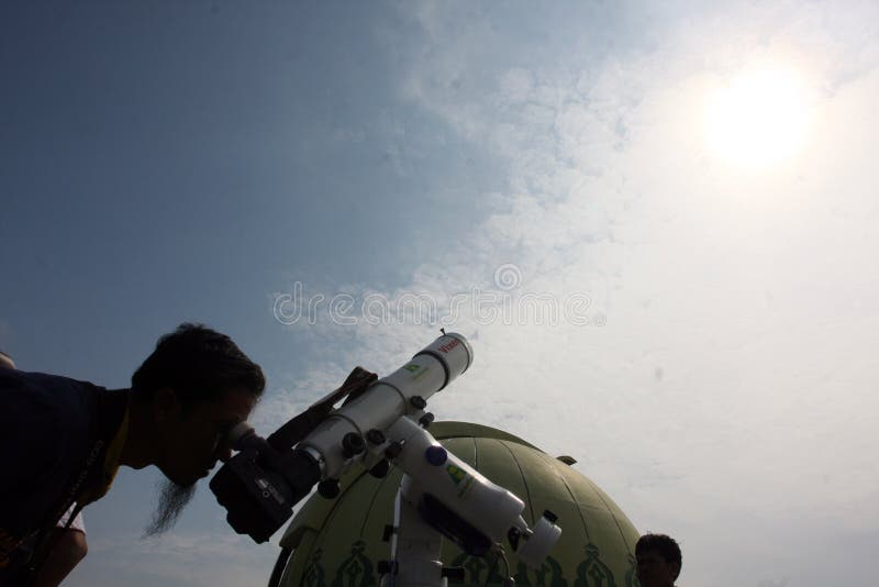 Viewing the planet mars stock photography