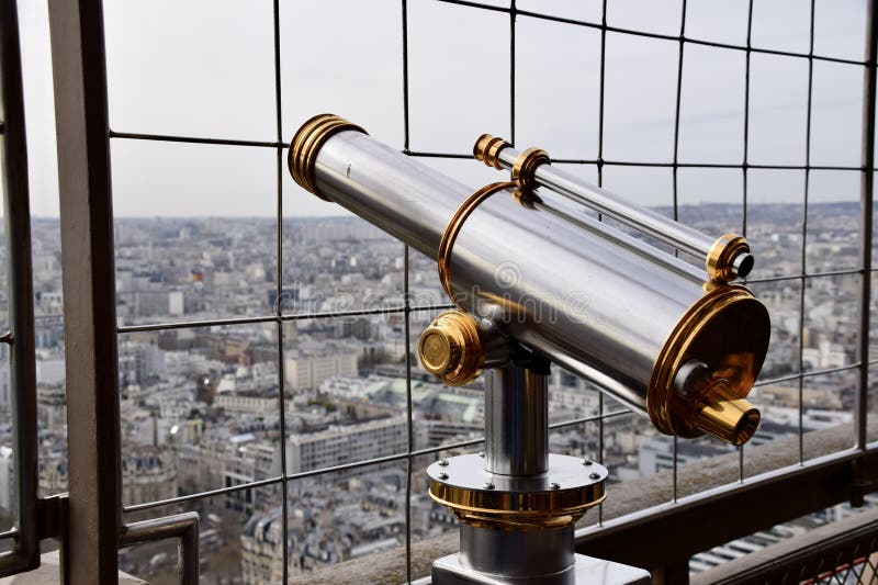 Viewing Telescope on the Eiffel Tower. Paris, France, March 29, 2023 ...