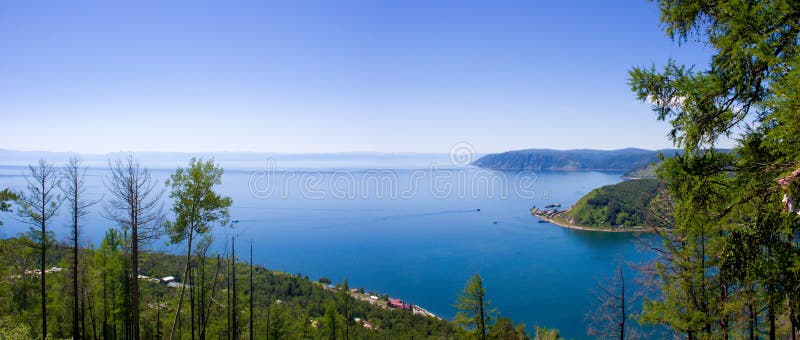 Viewpoint of the Angara River flowing from Lake Baikal, Siberia, Russia royalty free stock photography Viewpoint of the Angara River flowing from Lake Baikal, Siberia, Russia royalty free stock photography