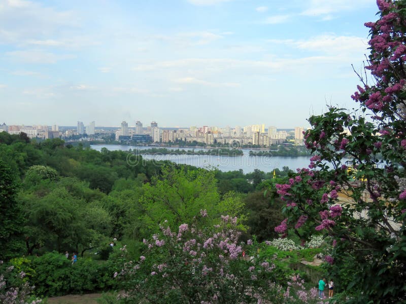 Views of Kiev from botanical garden royalty free stock image