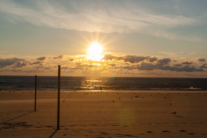 Sunset Over Lake Michigan at Ludington, Michigan Stock Photo Image of