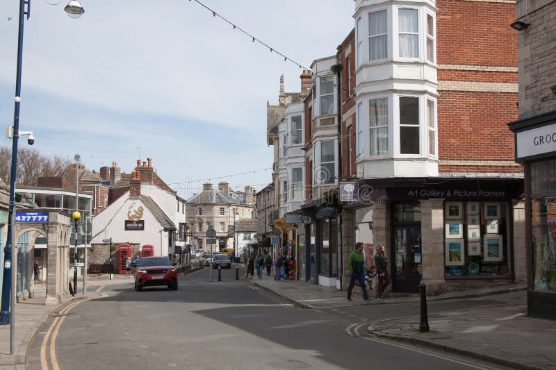 Views of the Shopping Precinct in Swanage, Dorset in the UK Editorial