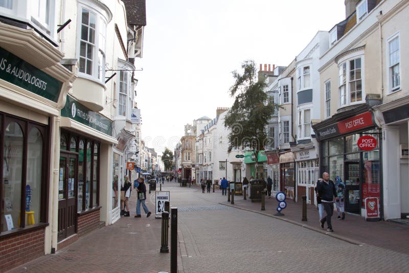 Views of the Shopping Precinct in Weymouth, Dorset in the UK Editorial