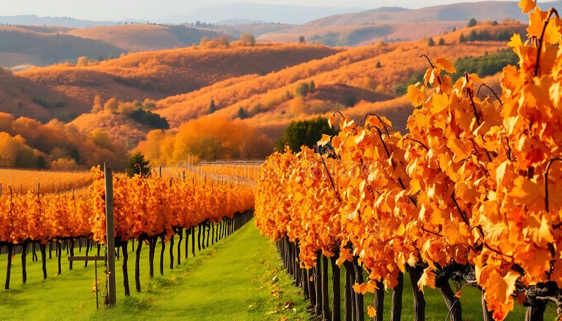 Vigneti autunno panorama vista cadute area viticola viticola paesaggistica paesaggistica vigneti bellezza Generative AI royalty illustrazione gratis