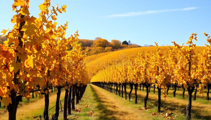 Vigneti d'autunno colori d'autunno e vignette sceniche Foto generative AI illustrazione di stock