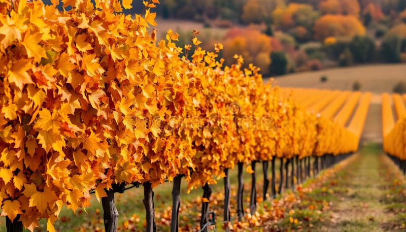 Vigneti d'autunno file paesaggio colori autunnali e paesaggio del paese del vino Generative AI illustrazione di stock
