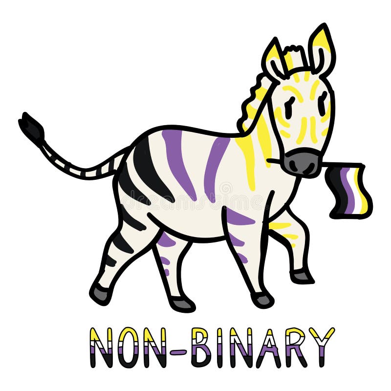 Adorable Cartoon Non-Binary Zebra Clip Art. Gay Safari Animal Icon. Queer Flag Kawaii Motif Illustration Doodle in Flat Color. Isolated Wildlife, Diversity, Gender and equality. Adorable Cartoon Non-Binary Zebra Clip Art. Gay Safari Animal Icon. Queer Flag Kawaii Motif Illustration Doodle in Flat Color. Isolated Wildlife, Diversity, Gender and equality