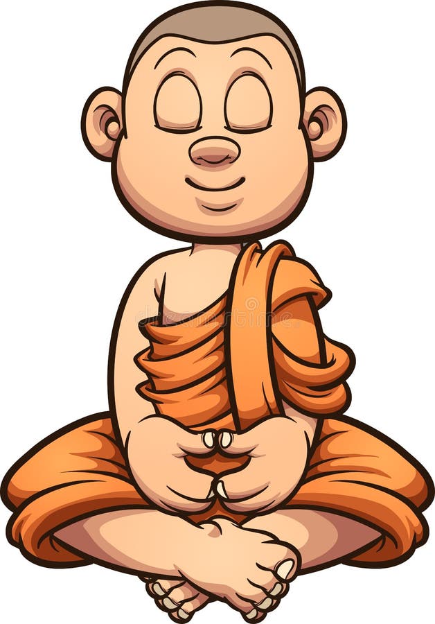 Vignetta che medita un monaco buddista