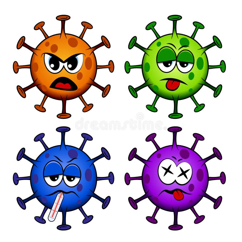 Vignetta Corona / virus Covid-19 con diverse espressioni