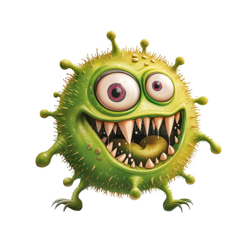 Vignetta di Monster verde con occhi puntati e denti nitidi sullo sfondo bianco illustrazione di stock