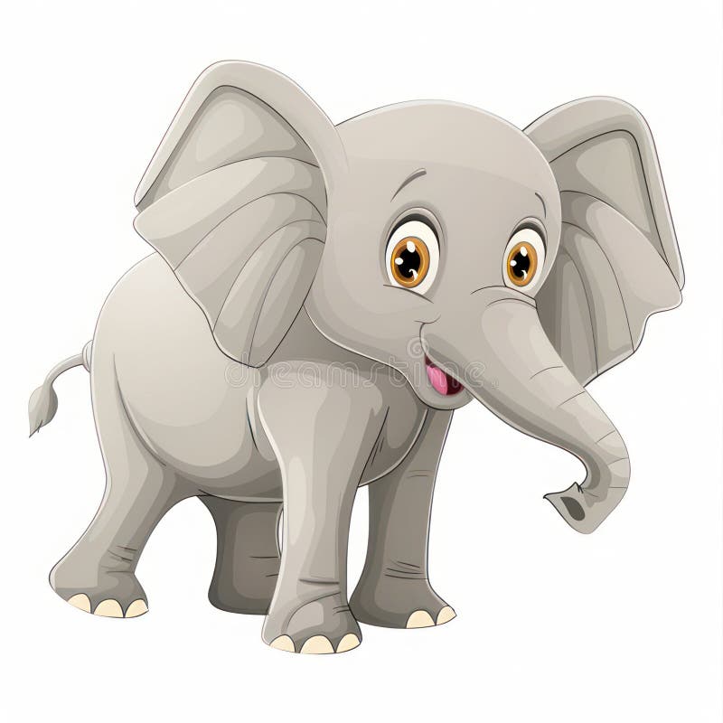 Funny elephant cartoon style isolated on white created with Generative AI. Big eyes and ears and a trunk. Funny elephant cartoon style isolated on white created with Generative AI. Big eyes and ears and a trunk.