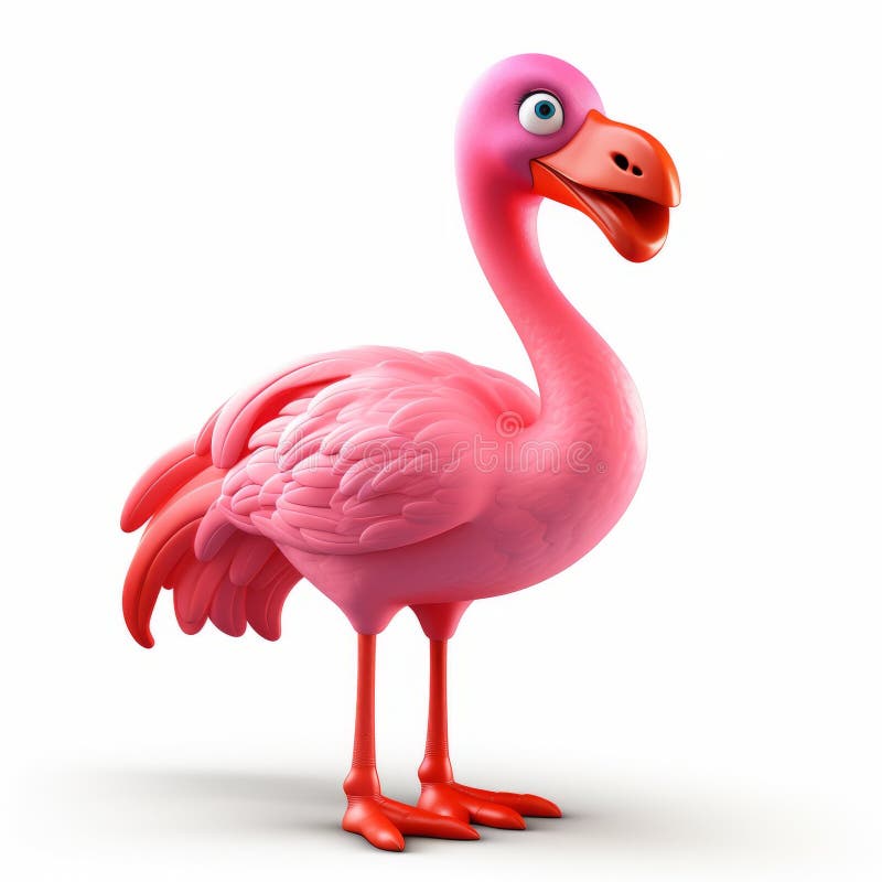 Vignetta in plastica 3d fenicottero corpo intero su fondo bianco royalty illustrazione gratis