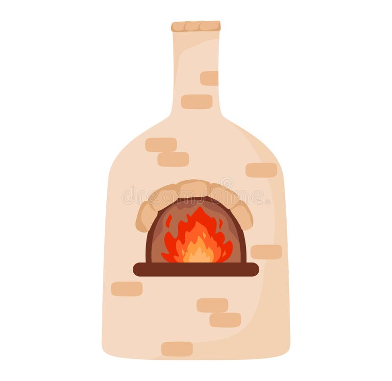 Vignetta tradizionale pizzeria in mattoni incendiata. forno semplificato per la cottura all'aperto. confortevole royalty illustrazione gratis