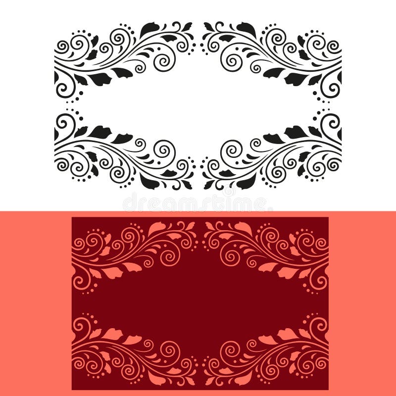 Vignette stencil outline decorative floral element, design pattern of a set of black colors, the background for a stylish header stock illustration