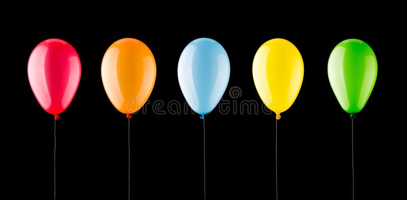 Vijf kleurrijke ballons