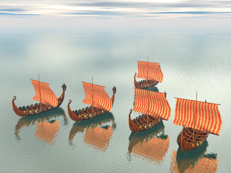 Viking Fleet of Ships stock illustration. Illustration of fleet 4846288