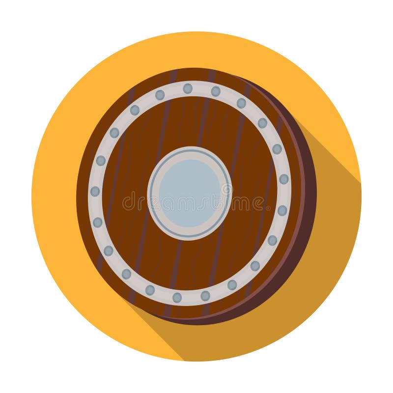 Viking Shield Icon in Flat Style Isolated on White Background. Vikings