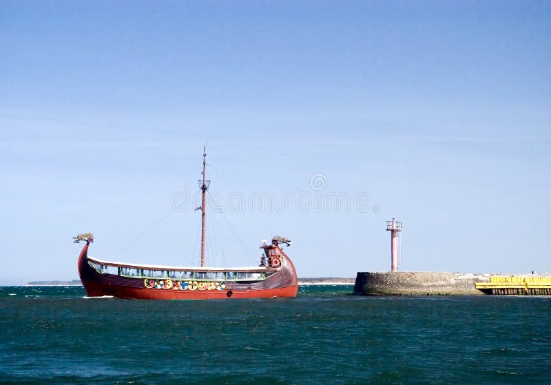 Viking ship leaving port