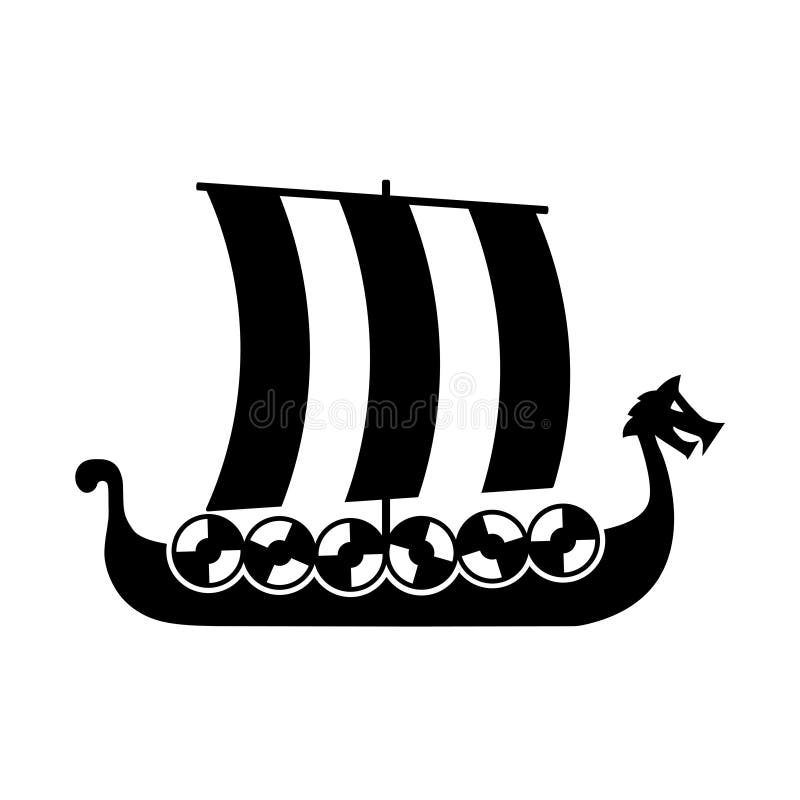 Viking Ship Silhouette Icon Stock Vector Illustration Of Sail History 141885703