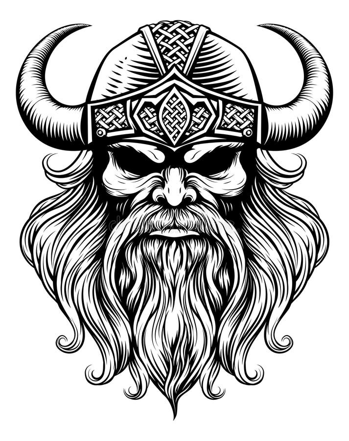 Viking Warrior Man Strong Mascot Face in Helmet Stock Vector ...