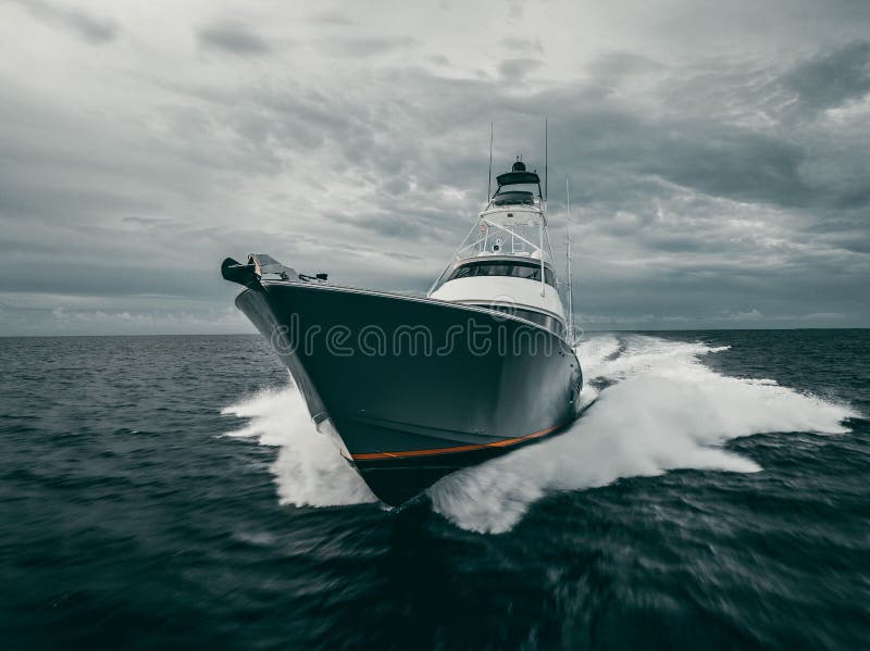 Viking Yacht Bow in the ocean on a stormy day