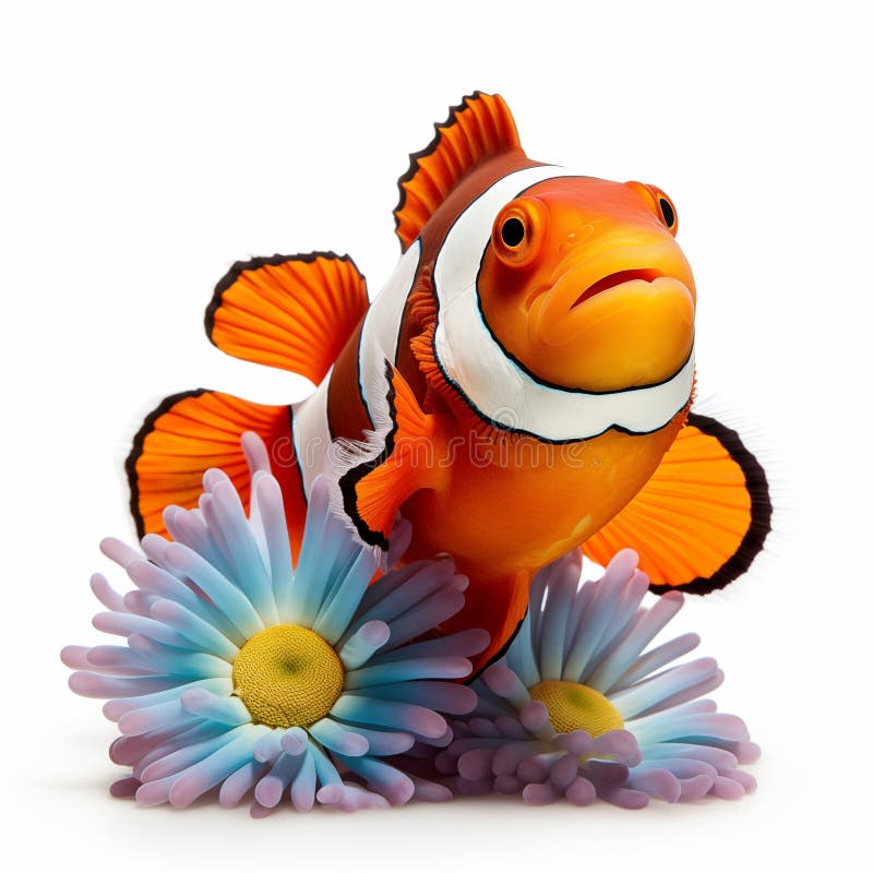 Viktiga bläckfiskar som simmar bland färgstarka anemonblommor isolerade på vitt royaltyfri illustrationer