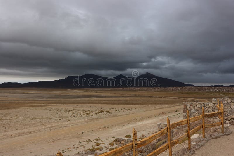 Storm aproaching Village in the Atacama Desert near the border of Bolivia and Chile. Storm aproaching Village in the Atacama Desert near the border of Bolivia and Chile