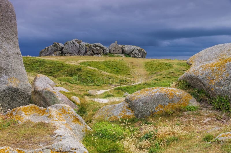 Vila Meneham em Finistere em Brittany imagem de stock Vila Meneham em Finistere em Brittany imagem de stock