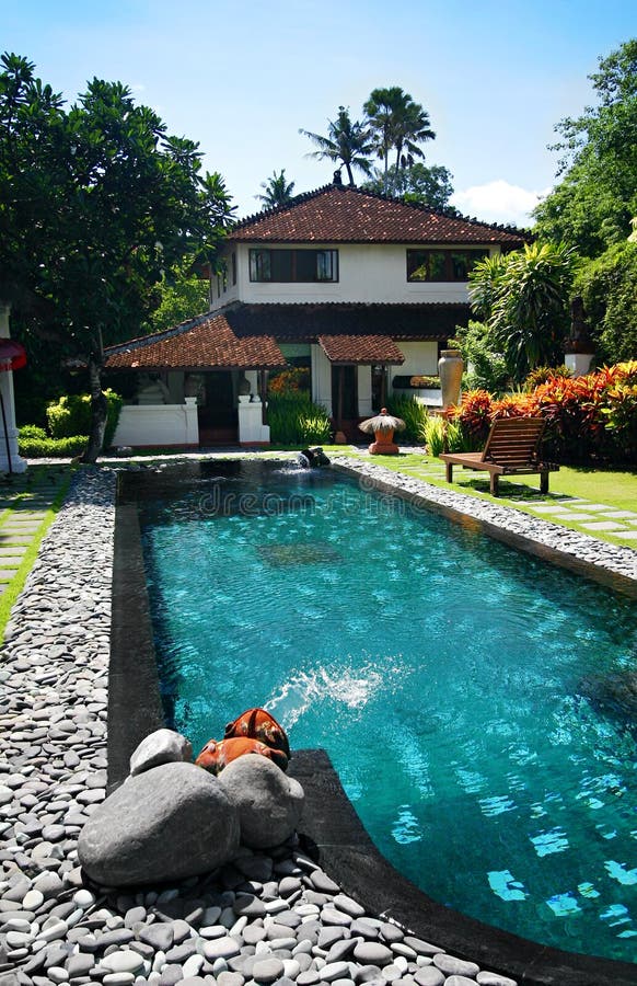 Villa in Bali resort stock photos