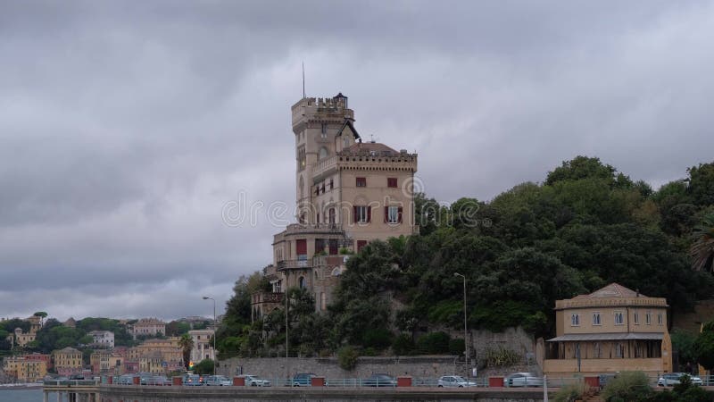 Villa Carrara Genoa surrounded by clouds stock video footage