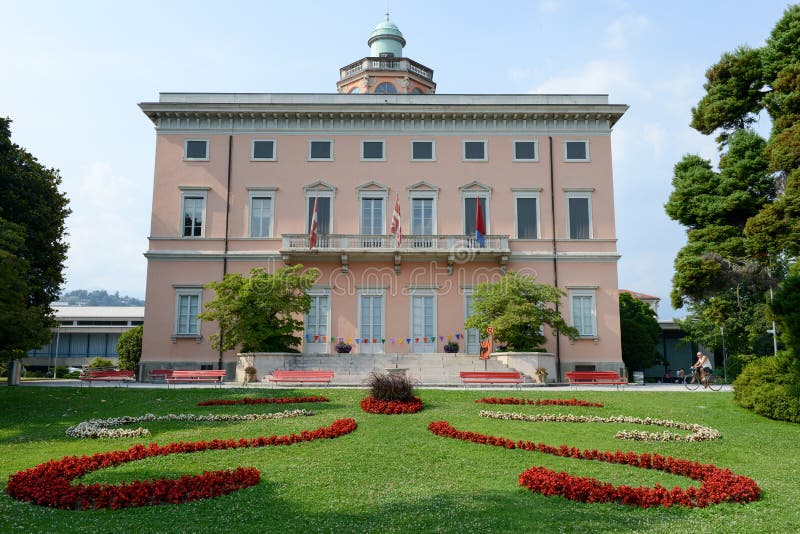 Villa Ciani op botanisch park van Lugano stock foto Villa Ciani op botanisch park van Lugano stock foto