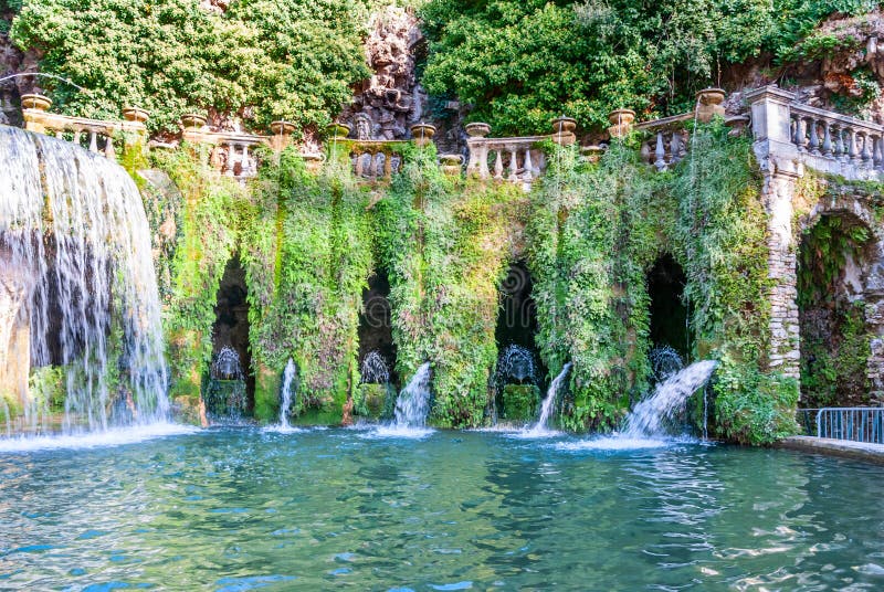 Villa D Este gardens in Tivoli - Oval Fountain local landmark of Tivoli near Rome - Lazio region - Italy