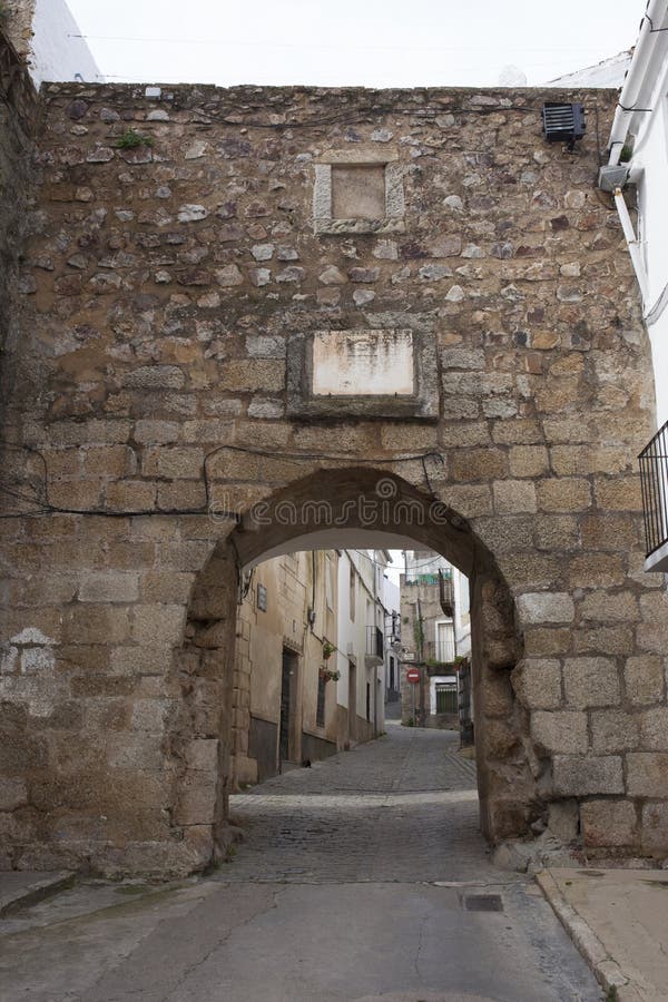 Villa Gate or Belen Gate, Alburquerque, Extremadura, Spain. Medieval Quarter. King denis stock images, royalty-free photos and pictures
