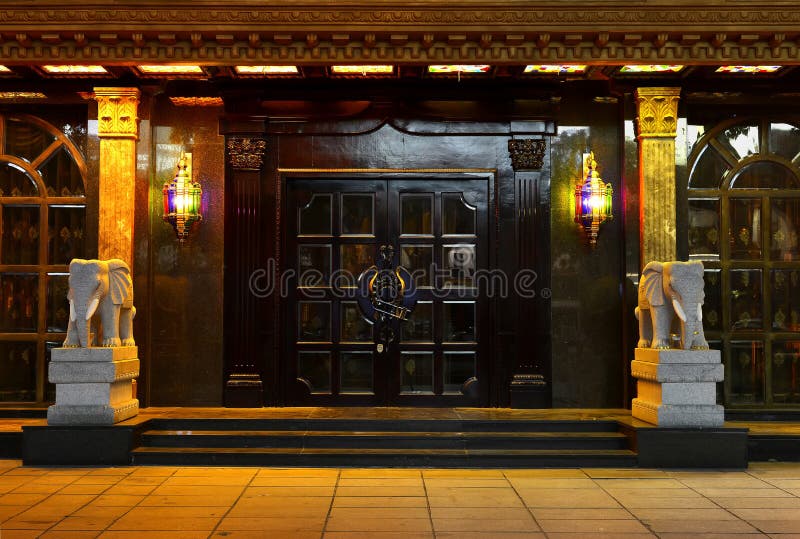 Villa gate,crystal wall lamp, art lighting ,door,gate,doorway,entrance stock photography Villa gate,crystal wall lamp, art lighting ,door,gate,doorway,entrance stock photography