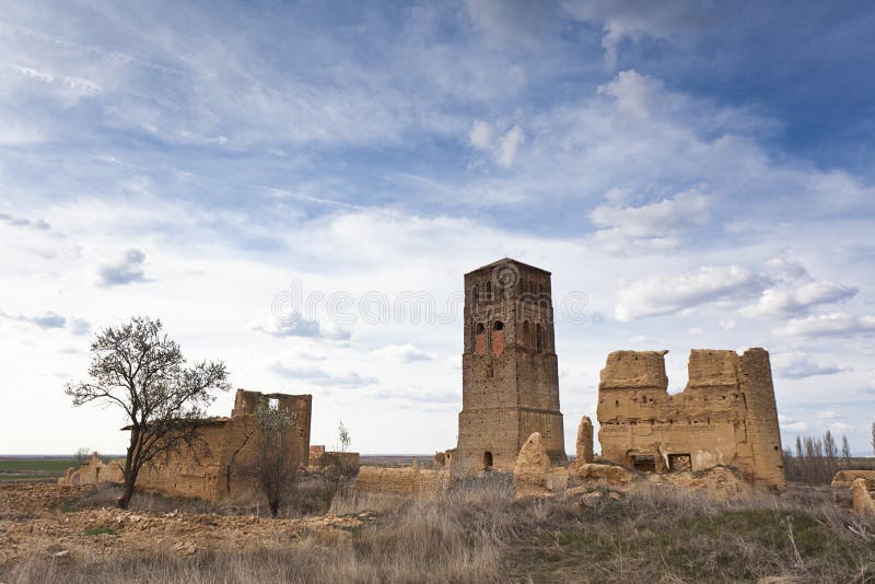Villacreces abandoned village stock photo