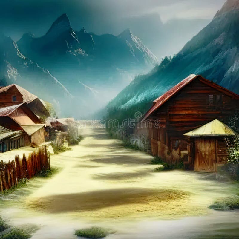Village de montagne caché illustration libre de droits