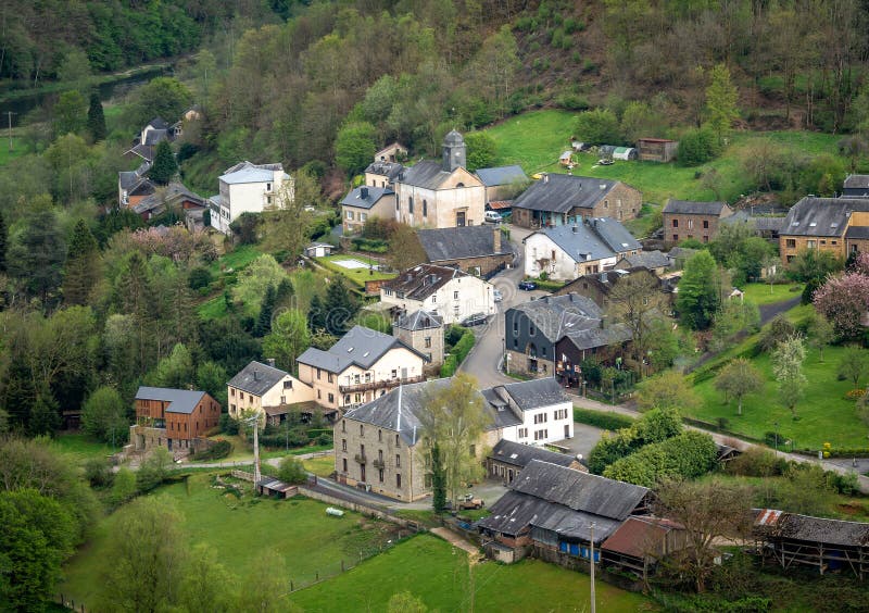 Village of Frahan in belgian Ardennes, hill top view. Village of Frahan in belgian Ardennes, hill top view