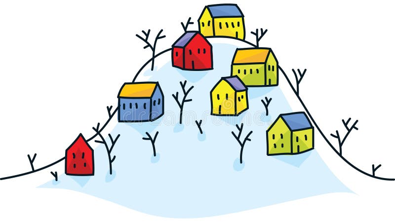 Village on a Hill royalty free illustration