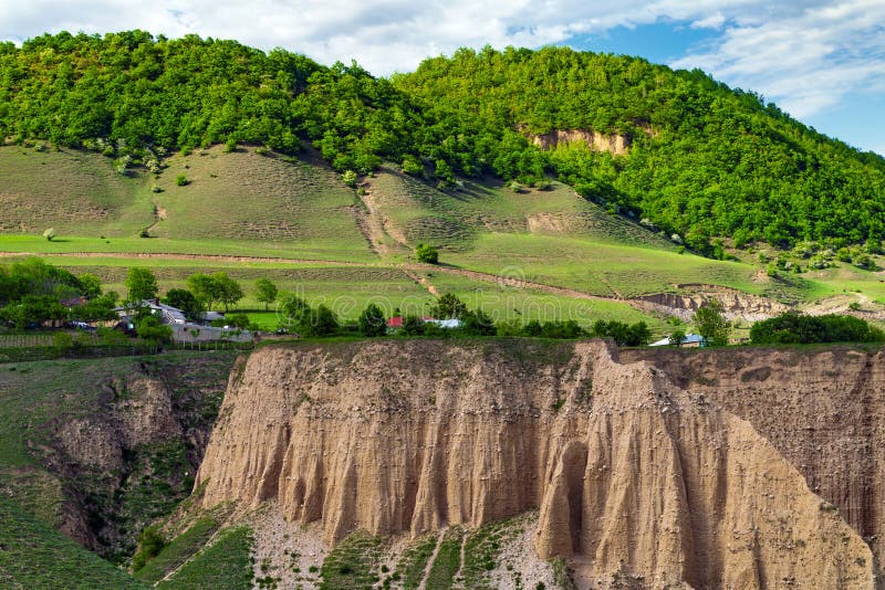 Village with Houses on the Edge of Wooded Hills Stock Image - Image of ...