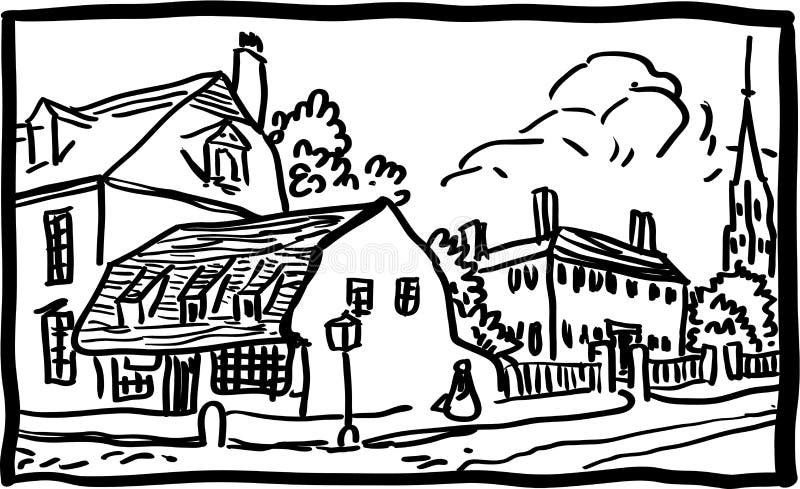 Village landscape stock vector. Image of illustration - 29787799