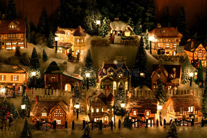 Village miniature de Noël photo stock. Image du ornement 342384